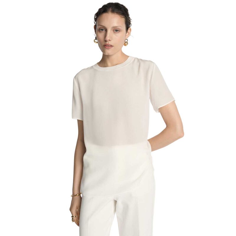 Veronika Maine Silk Rib Neck Top image number 0
